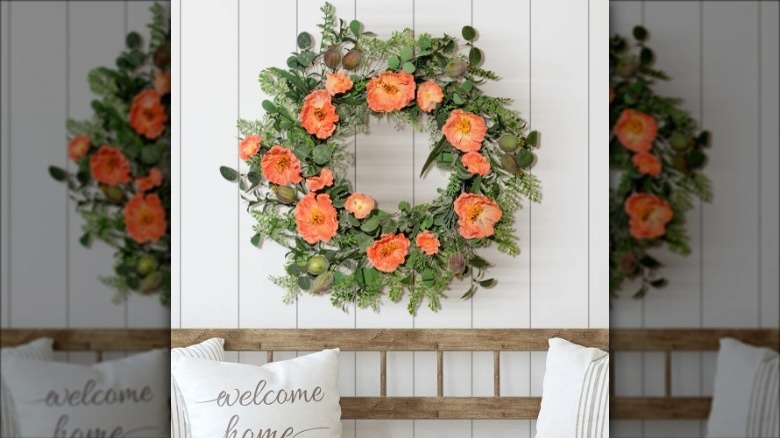 Orange poppy flower wreath