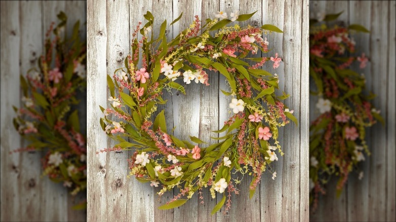 olive leaf wreath with flowers