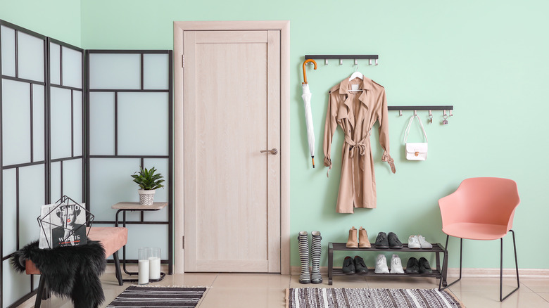 mint green in an entryway 