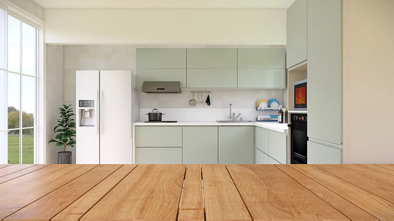 lighter mint green kitchen cabinets