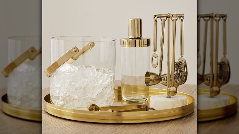 Tarnished brass cocktail kit