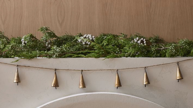 Tarnished brass bell garland