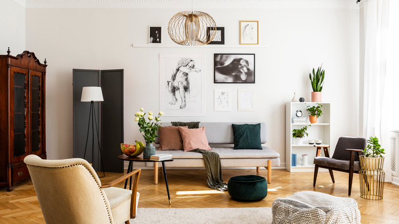 gallery wall above a couch