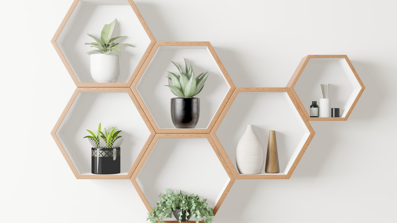 hexagon floating shelves