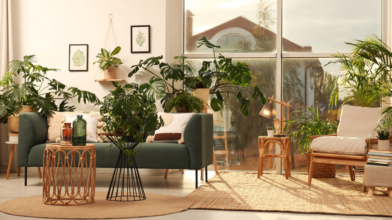room with different houseplants