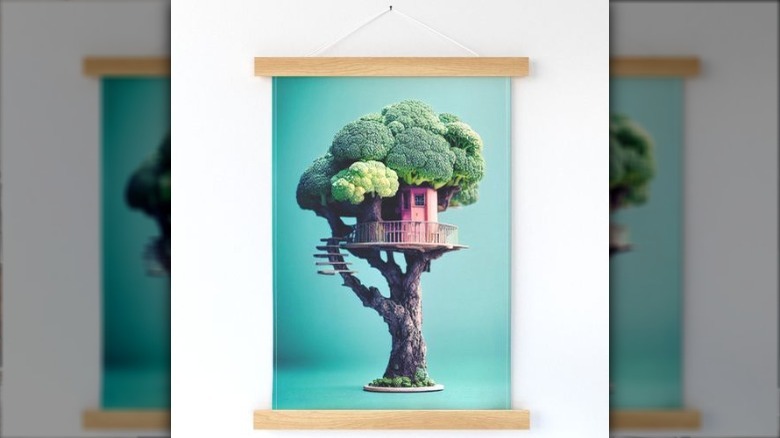 art of a broccoli treehouse