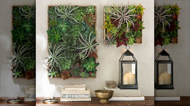 plant art on a wall