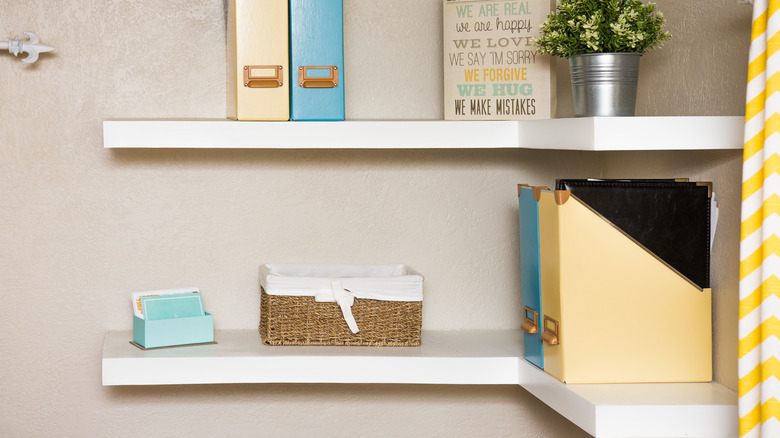 floating shelves with decor