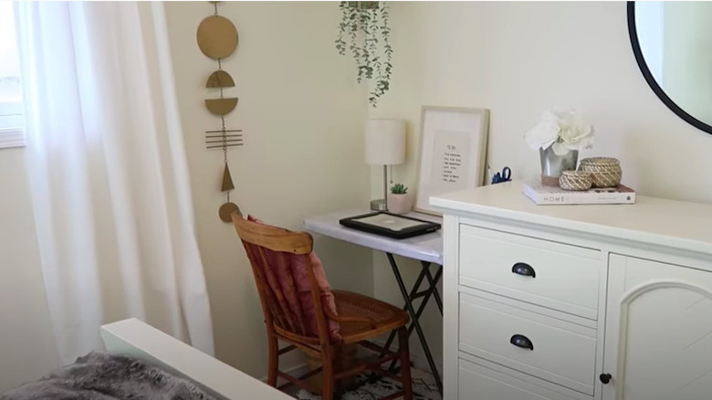 folding table used as desk