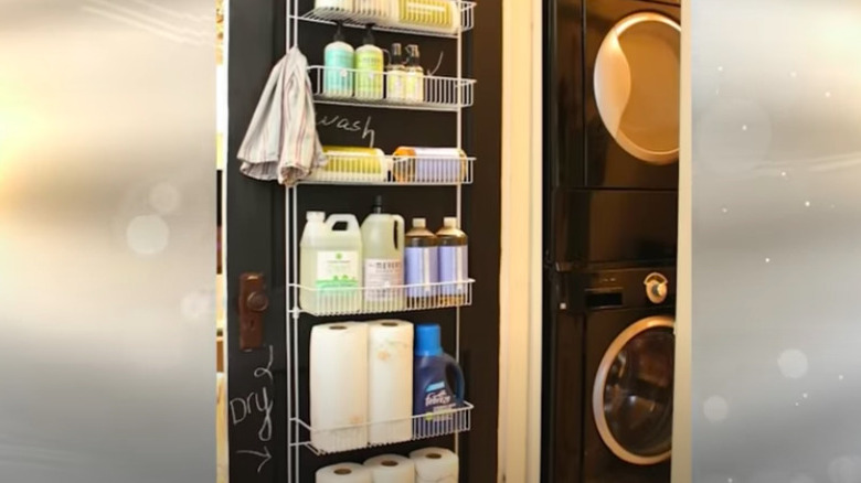 Laundry products organized on door