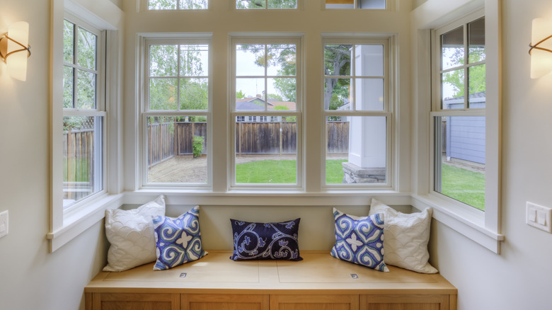 window seat with large windows