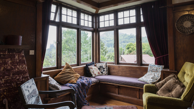 living room with vintage furniture