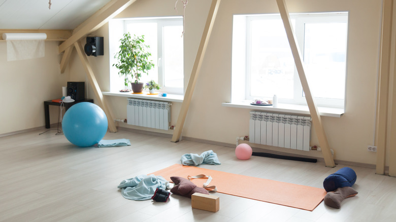 exercise equipment in a room