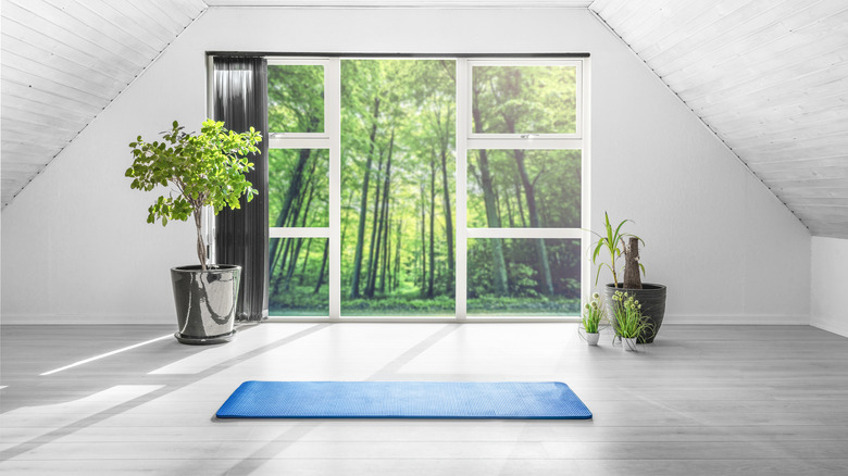 a yoga room in loft