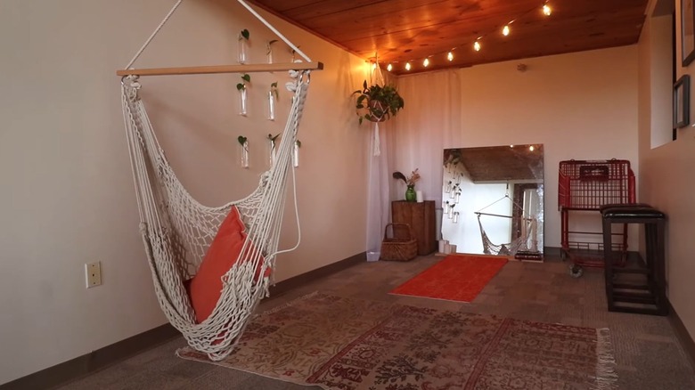 home yoga studio with hammock