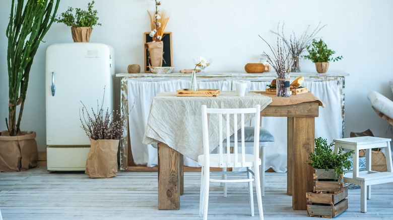 kitchen with plants and wood