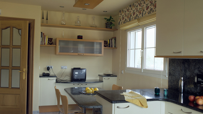 wallpaper above kitchen sink