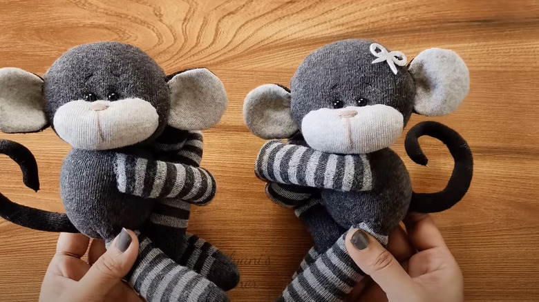 monkey tiebacks made from socks