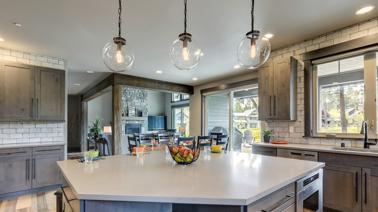 rustic subway tile kitchen backsplash