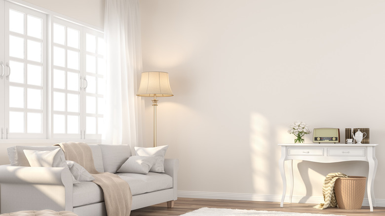 room with pale cream walls