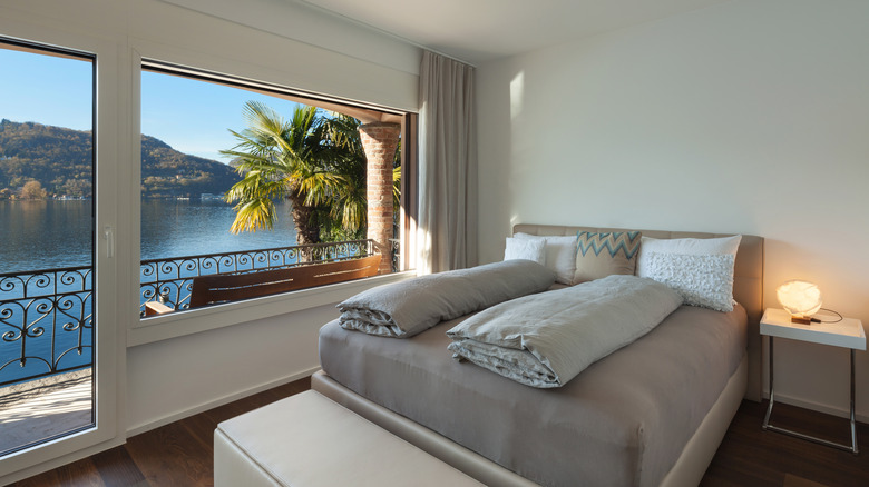 bedroom with lake view