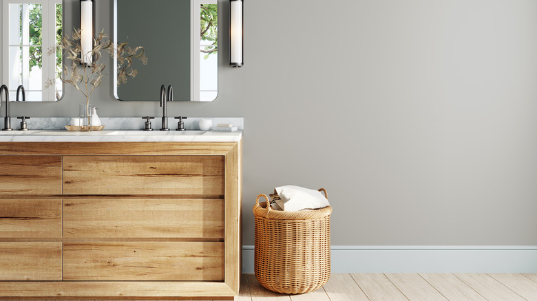 blonde wood bathroom