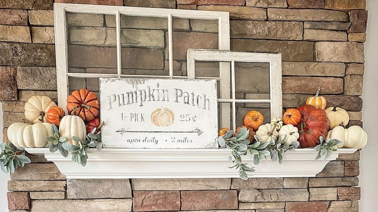 Pumpkin patch mantel