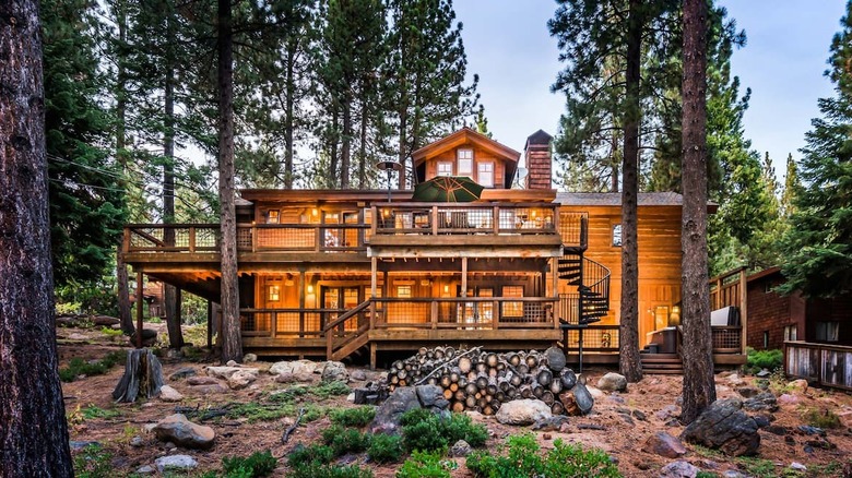 cabin mansion in the woods