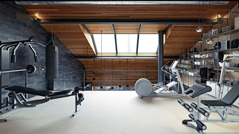 spacious attic gym 