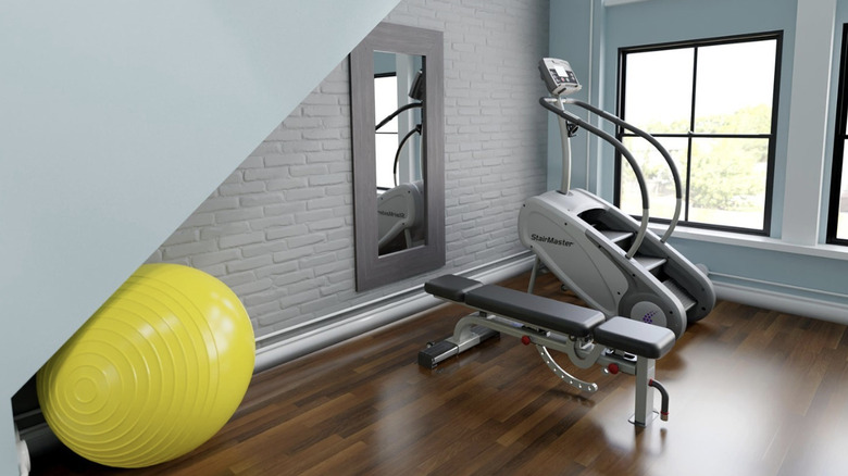 a stair master and yoga ball