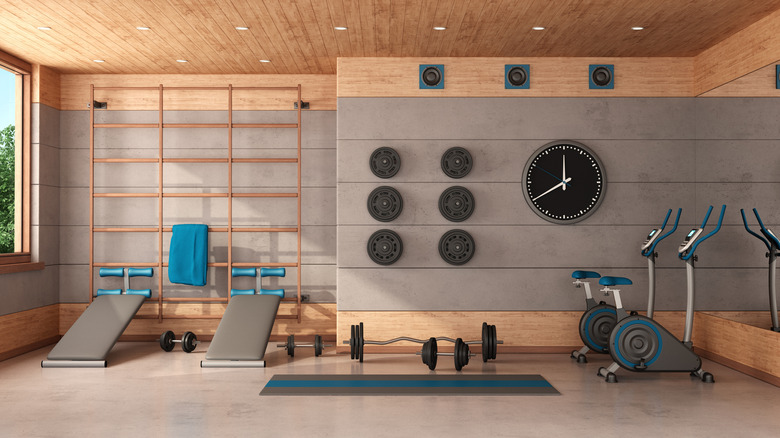 wood interior gym 