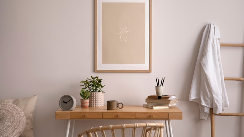 Small wood desk with drawers