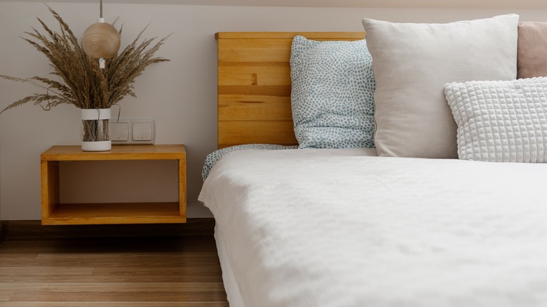 Floating wood nightstand shelf