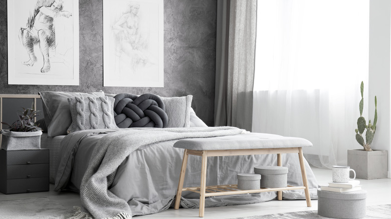 Monochromatic gray bedroom