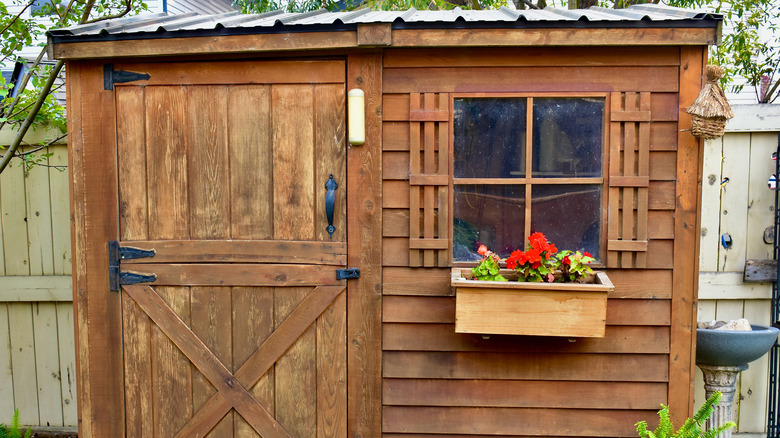 shed with flower boxes 