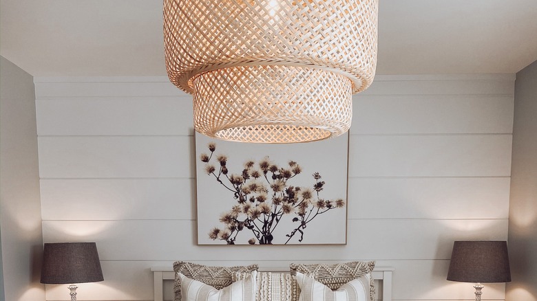 Large pendant hanging from ceiling
