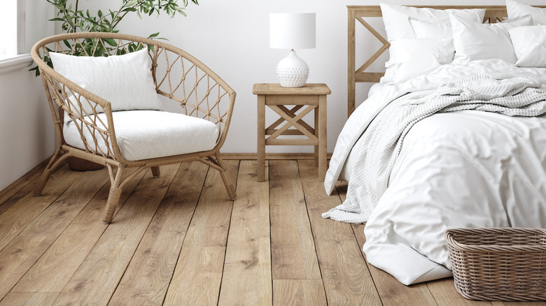 White and tan bedroom