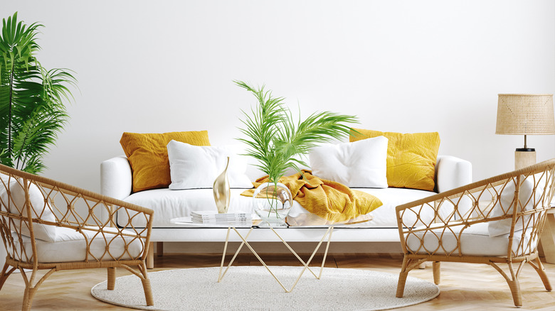 Yellow and natural living room