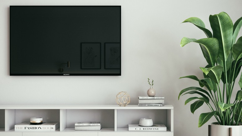 Mounted TV and stand