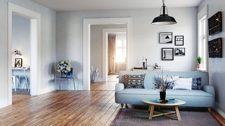 Living room with open doorways