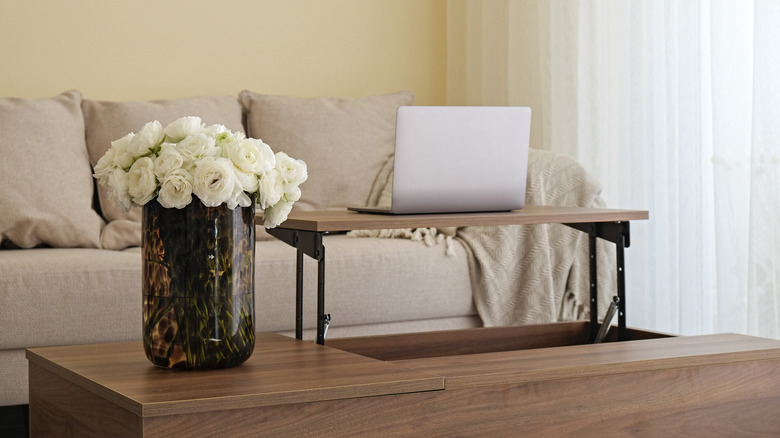 Coffee table with flowers