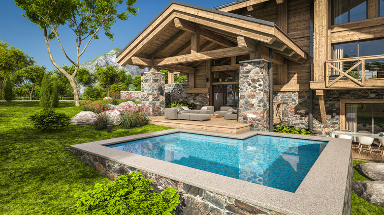 pool beside a house