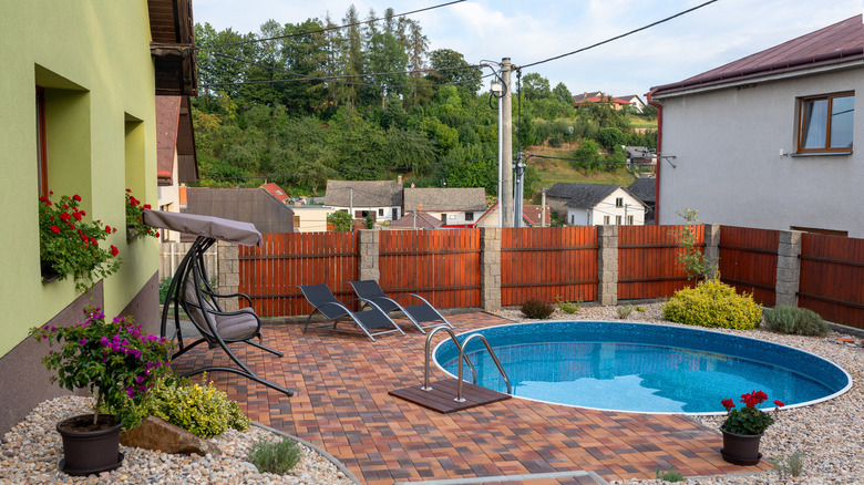 pool with bricks and stones