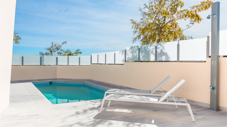 small pool and outdoor shower