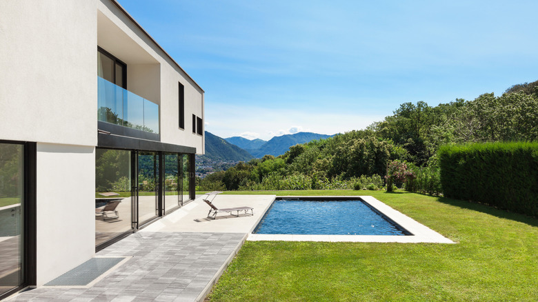 small pool by a house