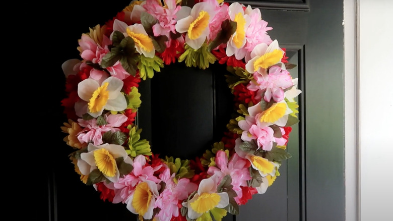 flower wreath on door