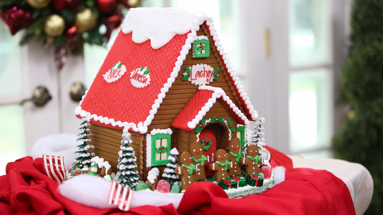 gingerbread house on table