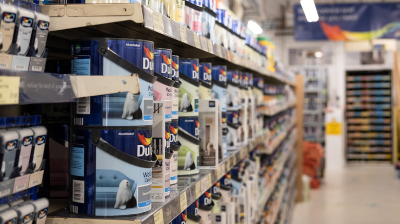 Paint aisle at store