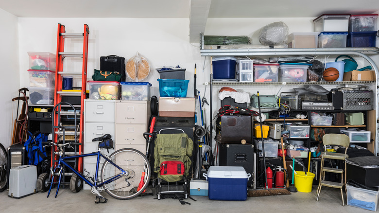 cluttered garage