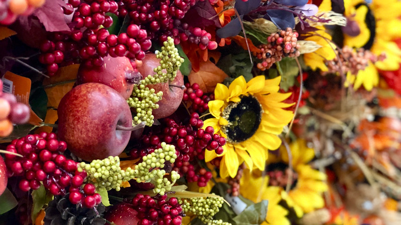 Faux fruits and flowers